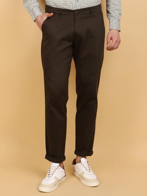 olive cotton chinos casual trousers - 20934283 - Very Small Image - 1