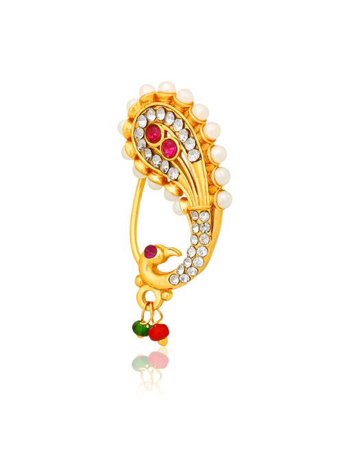 traditional maharashtrian press nose pin - 20934302 - Very Small Image - 1
