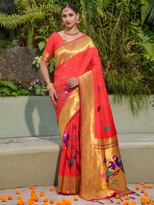 women red self design paithani saree with blouse - 20938294 - Very Small Image - 1