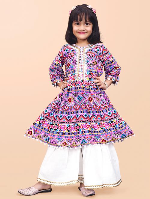 multi color geometric printed kurta sharara set - 20942309 - Very Small Image - 1