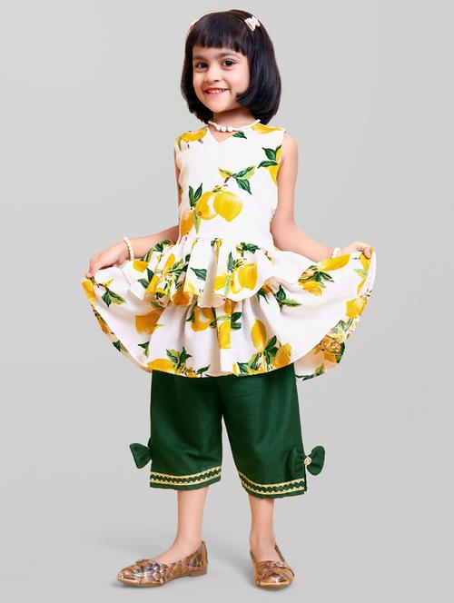 yellow florals printed kurta pant set - 20942341 - Very Small Image - 1
