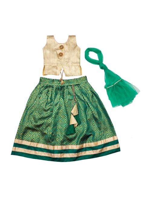 girls cotton blend lehenga choli set with dupatta - 20942403 - Very Small Image - 1