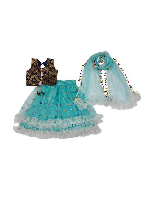 light blue round neck lehenga choli with dupatta - 20942536 - Very Small Image - 1