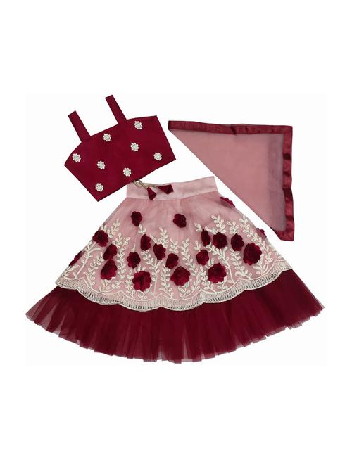 girls net lehenga choli with dupatta - 20942552 - Very Small Image - 1