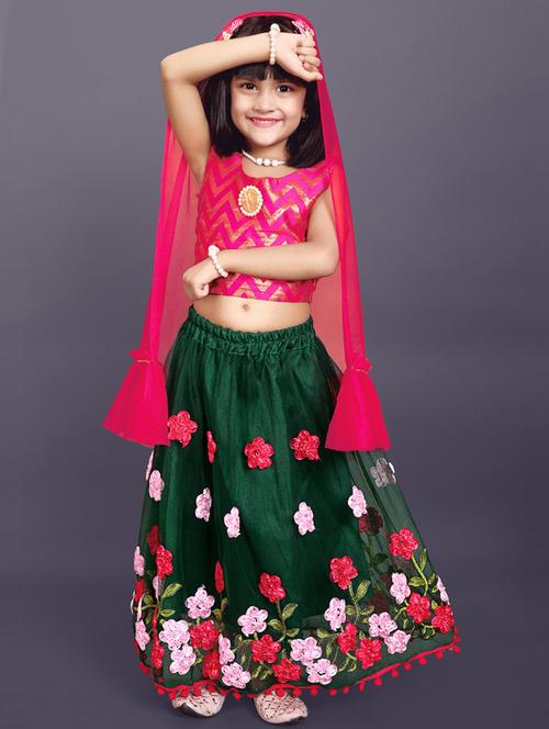 girls net lehenga choli with dupatta - 20942648 - Very Small Image - 1
