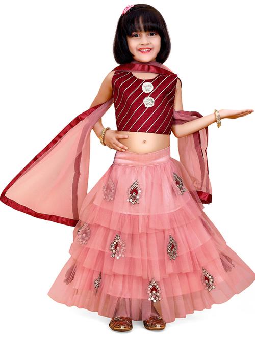 girls layered lehenga choli set - 20942661 - Very Small Image - 1