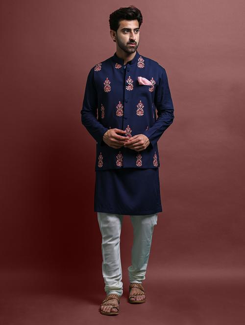 men's kurta churidar with jacket set - 20942907 - Very Small Image - 1
