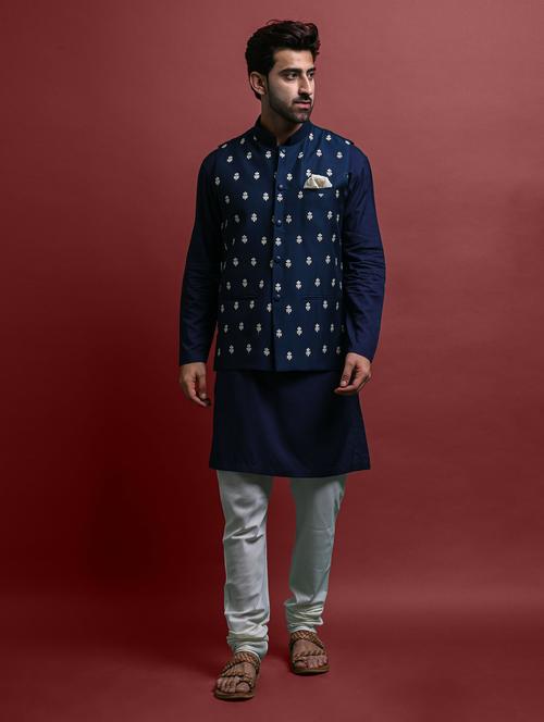 men's embroidered kurta churidar set - 20942909 - Very Small Image - 1