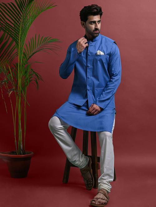 men's kurta churidar with jacket set - 20942922 - Very Small Image - 1