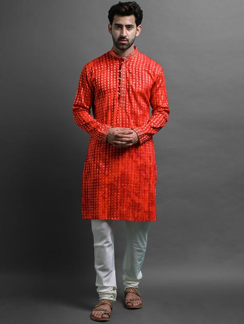 men's self printed kurta pyjama set - 20943070 - Very Small Image - 1