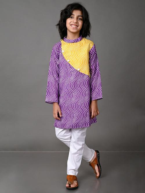 purple cotton blend kurta sets - 20943120 - Very Small Image - 1