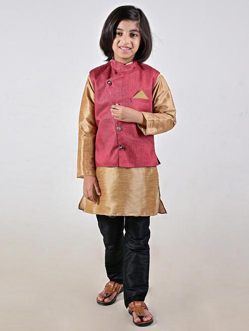boys self design kurta pyjama with jacket - 20943269 - Very Small Image - 1