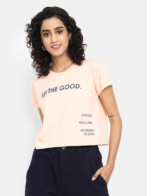 rosewater pink cotton typography t-shirt - 20944637 - Very Small Image - 1