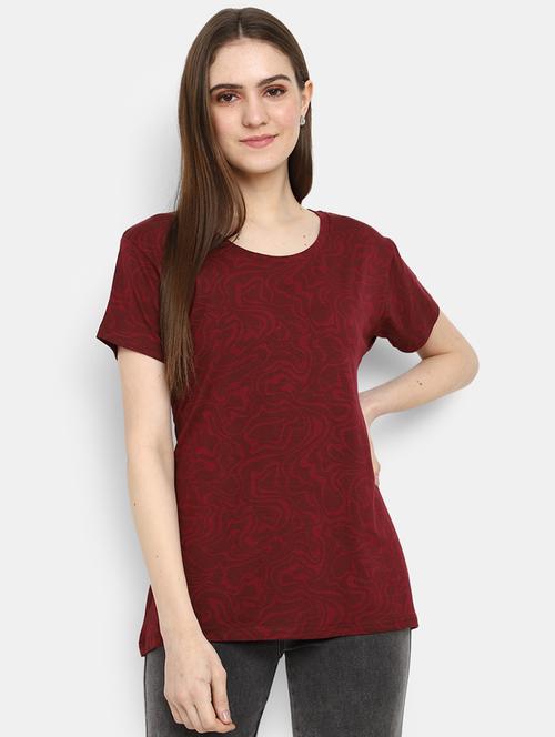 maroon cotton printed t-shirt - 20944643 - Very Small Image - 1