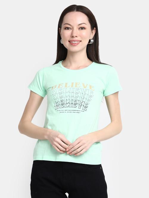 green cotton typography t-shirt - 20944668 - Very Small Image - 1