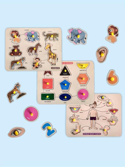 wooden board puzzle toy combo for kids - 20946273 - Very Small Image - 1