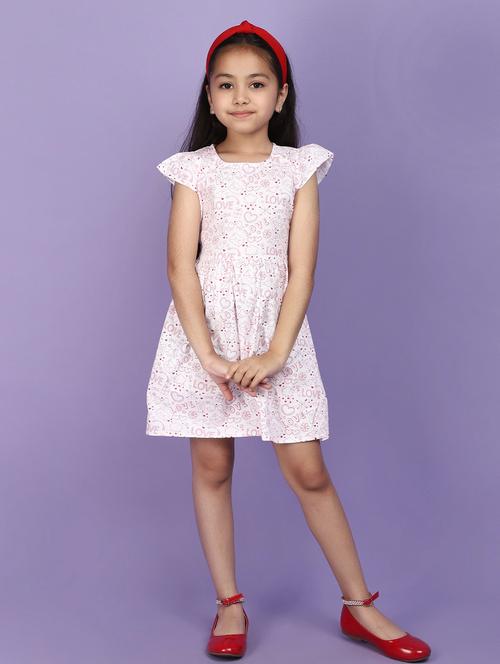 girls round neck printed frock - 20946461 - Very Small Image - 1