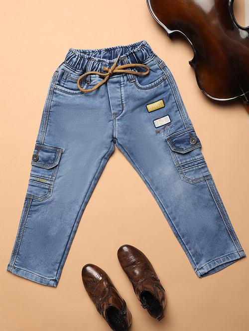 light blue detailed cargo denim jeans - 20946536 - Very Small Image - 1