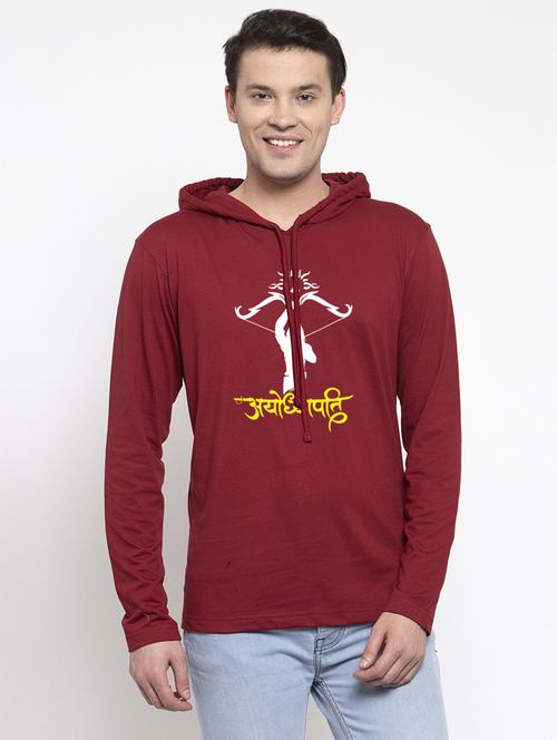 maroon cotton chest print sweatshirt - 20947309 - Very Small Image - 1