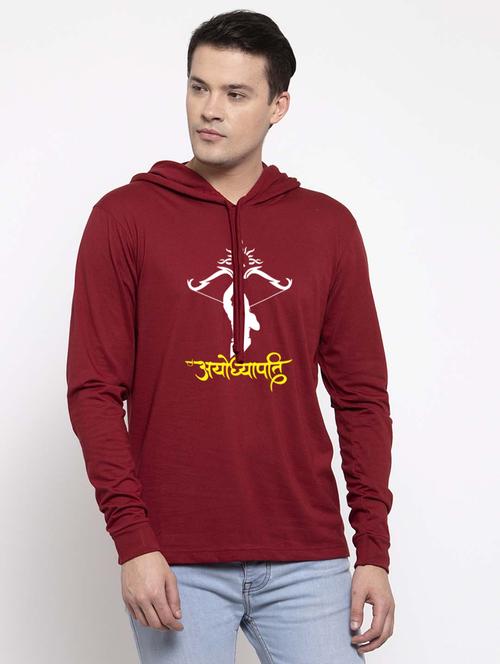 maroon cotton chest print sweatshirt - 20947315 - Very Small Image - 1