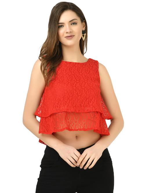 women self designed sleeveless layered top - 20947558 - Very Small Image - 1