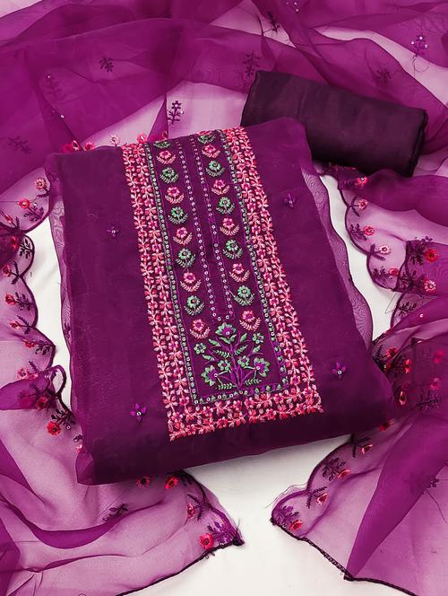 women embroidered unstitched suit set with dupatta - 20948038 - Very Small Image - 1