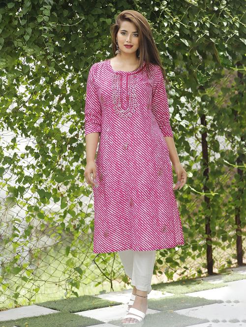 women leheriya cotton straight kurta - 20948148 - Very Small Image - 1