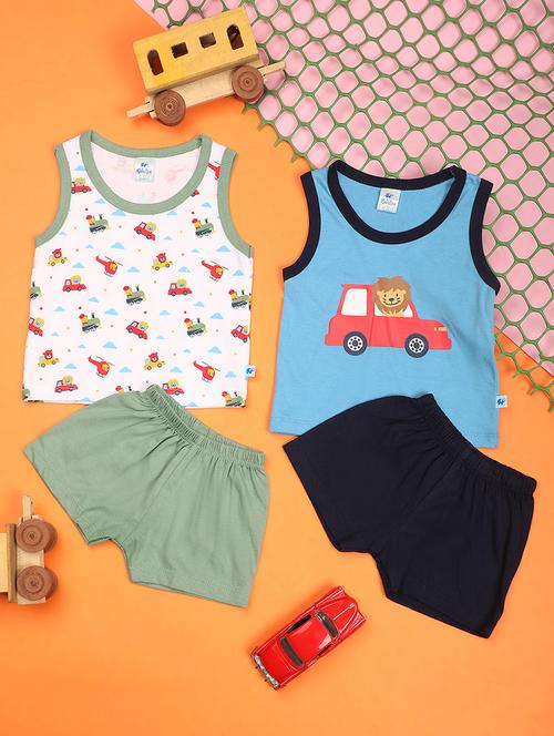 kids cotton shorts twin set combo - 20948369 - Very Small Image - 1