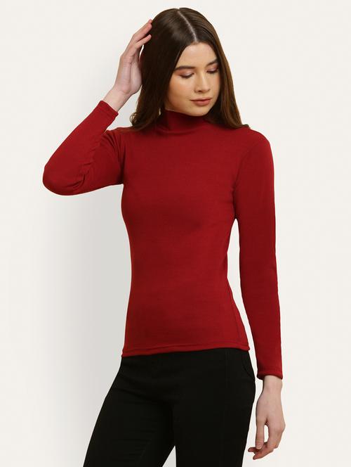 maroon cotton plain top - 20948444 - Very Small Image - 1