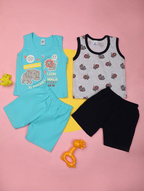 kids cotton shorts twin set combo - 20948554 - Very Small Image - 1