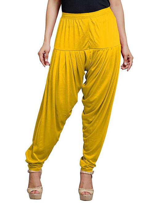 yellow cotton blend churidar salwars - 20950452 - Very Small Image - 1