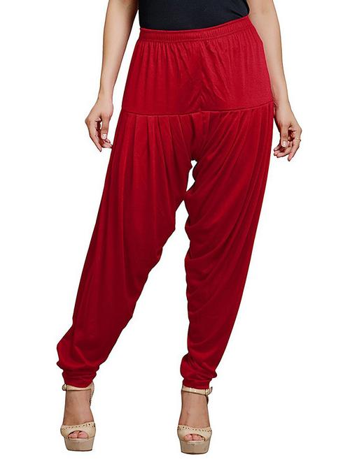 red cotton blend churidar salwars - 20950459 - Very Small Image - 1