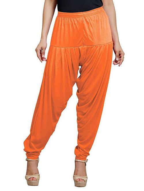 orange cotton blend churidar salwars - 20950461 - Very Small Image - 1