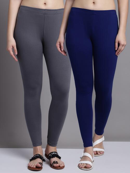 pack of 2 solid cotton leggings - 20950972 - Very Small Image - 1