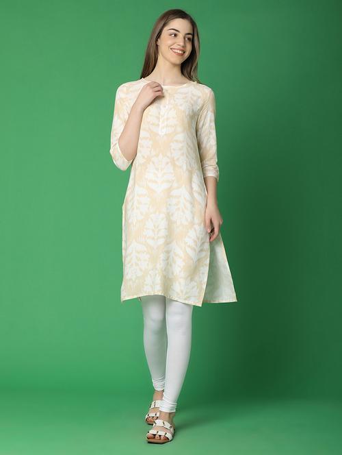 off white three quarter sleeve straight kurta - 20951119 - Very Small Image - 1