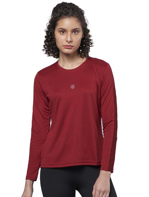 women maroon solid detailed regular t-shirt - 20951863 - Very Small Image - 1