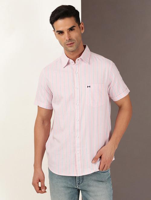 pink striped casual shirt - 20951966 - Very Small Image - 1
