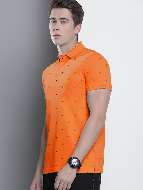 orange cotton blend all over print tshirt - 20952032 - Very Small Image - 1