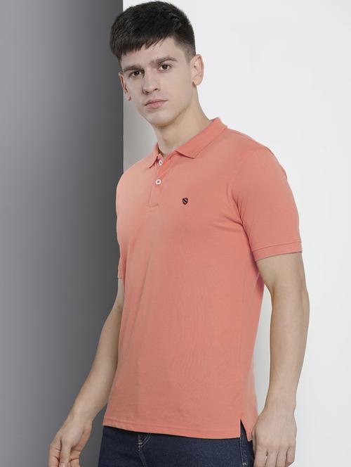 coral cotton blend plain tshirt - 20952041 - Very Small Image - 1