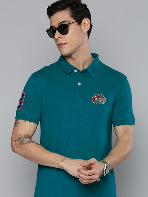 teal cotton blend plain tshirt - 20952066 - Very Small Image - 1