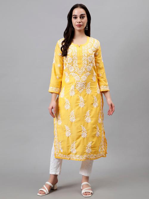 women three quarter sleeve straight kurta - 20957570 - Very Small Image - 1
