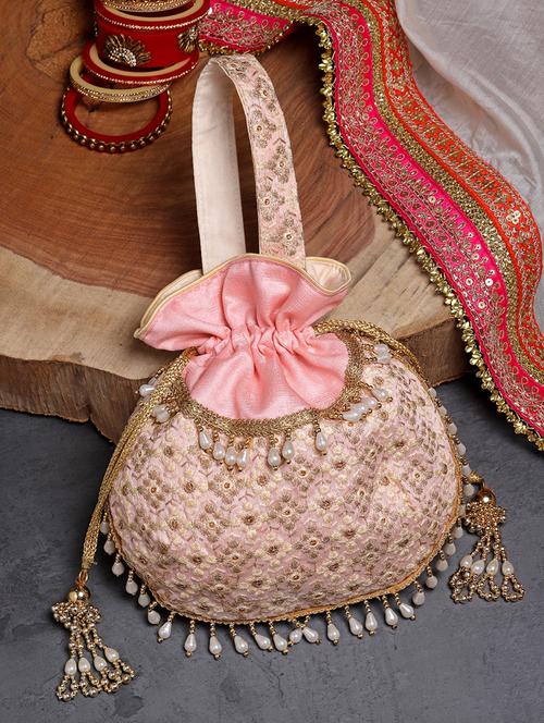 embroidered faux silk regular potli - 20957975 - Very Small Image - 1