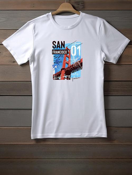 unisex white graphic printed t-shirt - 20958069 - Very Small Image - 1