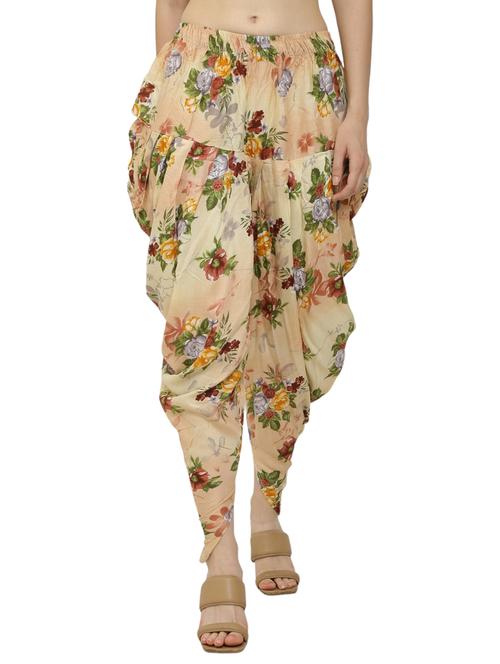 women beige floral printed dhoti salwar - 20958314 - Very Small Image - 1