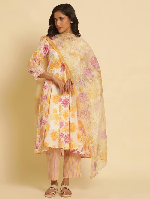 off white floral printed dupatta - 20958407 - Very Small Image - 1