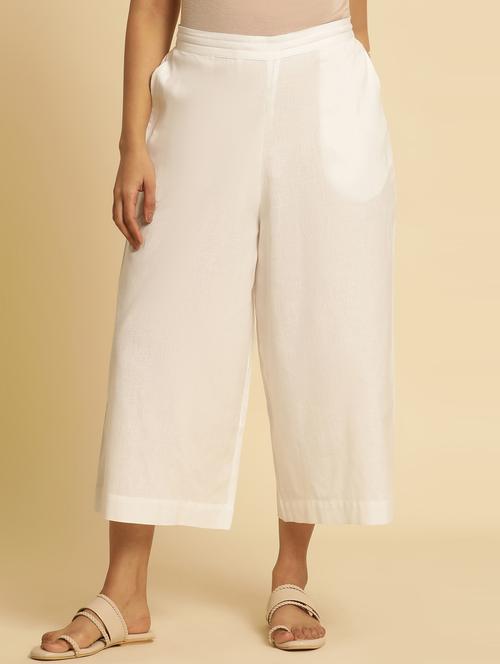 women cotton solids straight palazzos - 20958488 - Very Small Image - 1