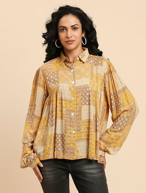 yellow printed detailed regular shirt - 20958646 - Very Small Image - 1