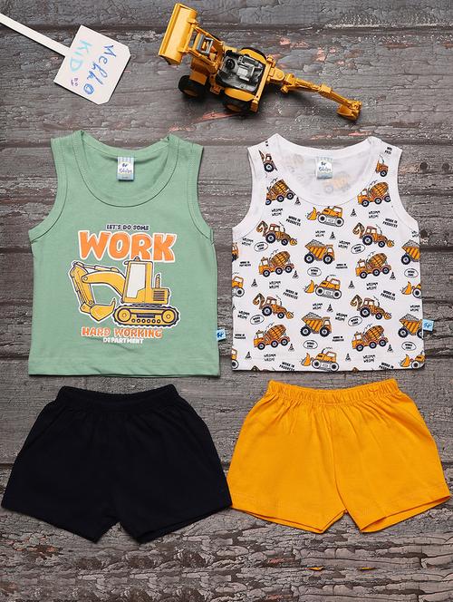 kids cotton shorts twin set combo - 20958719 - Very Small Image - 1