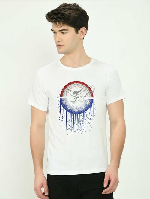 men round neck front print t-shirt - 20958970 - Very Small Image - 1
