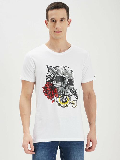 men round neck front print t-shirt - 20958979 - Very Small Image - 1